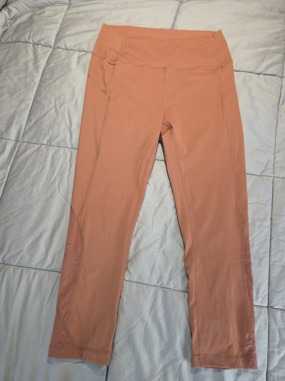 CRZ YOGA Naked Feel Mesh Pocket Leggings Terracotta Orange Crop Large